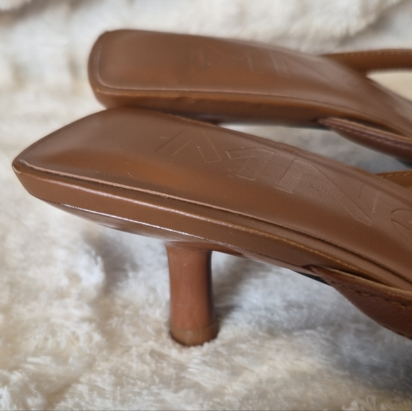 Mango MNG Strappy Brown Leather Sandals Kitten Heels Square Toe Sz 8.5 US, 39 EU - Picture 7 of 13